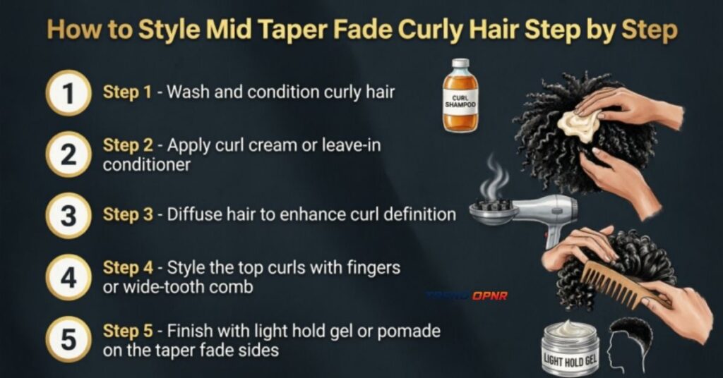 How to Style Mid Taper Fade Curly Hair Step by Step