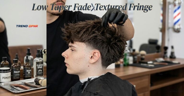 Low Taper Fade Textured Fringe