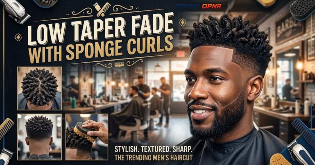 Low Taper Fade with Sponge Curls