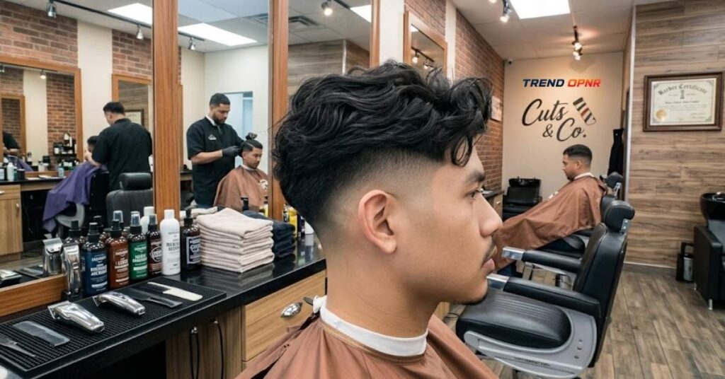 Mid taper fade wavy hair