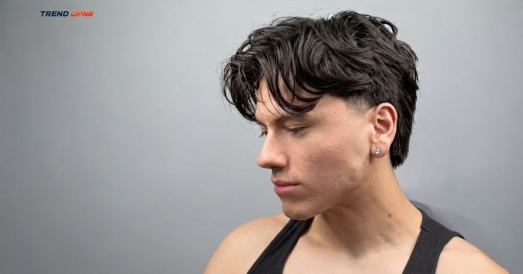 Wavy Low Taper Fade Modern Mullet Haircut